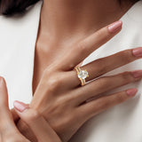 Micropavé Oval Hidden Halo Moissanite Ring Set with Matching Wedding Band