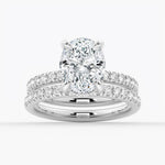 Micropavé Oval Moissanite Bridal Set Engagement Ring With Hidden Halo - MSBLUE Jewelry