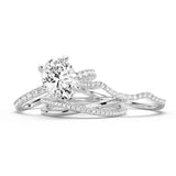 Micropavé Oval Moissanite Ring Set with Matching Stacking Band