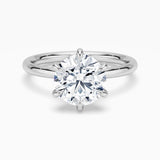 Six Prong Solitaire Moissanite Engagement Ring With Hidden Halo