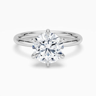 Six Prong Solitaire Moissanite Engagement Ring With Hidden Halo