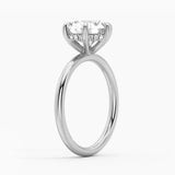 Six Prong Solitaire Moissanite Engagement Ring With Hidden Halo