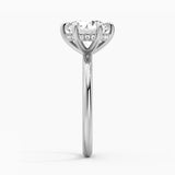 Six Prong Solitaire Moissanite Engagement Ring With Hidden Halo