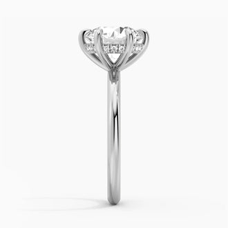 Six Prong Solitaire Moissanite Engagement Ring With Hidden Halo
