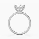 Six Prong Solitaire Moissanite Engagement Ring With Hidden Halo