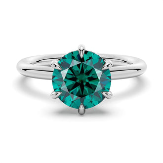 2 CT. Six-Prong Solitaire Green Moissanite Engagement Ring With Hidden Halo - MSBLUE Jewelry