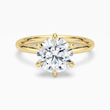 Six Prong Solitaire Moissanite Engagement Ring With Hidden Halo