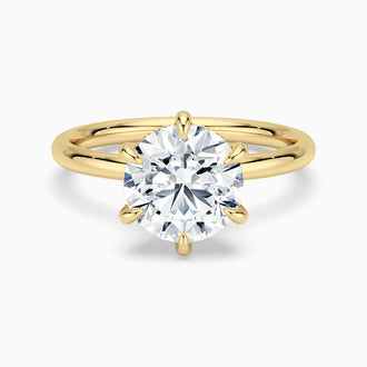 Six Prong Solitaire Moissanite Engagement Ring With Hidden Halo