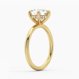 Six Prong Solitaire Moissanite Engagement Ring With Hidden Halo