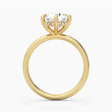 Six Prong Solitaire Moissanite Engagement Ring With Hidden Halo