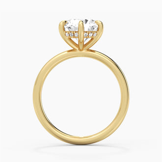 Six Prong Solitaire Moissanite Engagement Ring With Hidden Halo