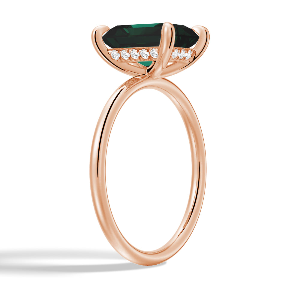 2 CT. Radiant Cut Green Moissanite Engagement Ring With Hidden Halo in Rose Gold