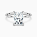 Four Prong Radiant Solitaire Moissanite Engagement Ring With Hidden Halo