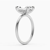 Four Prong Radiant Solitaire Moissanite Engagement Ring With Hidden Halo