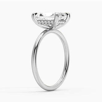 Four Prong Radiant Solitaire Moissanite Engagement Ring With Hidden Halo