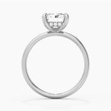 Four Prong Radiant Solitaire Moissanite Engagement Ring With Hidden Halo