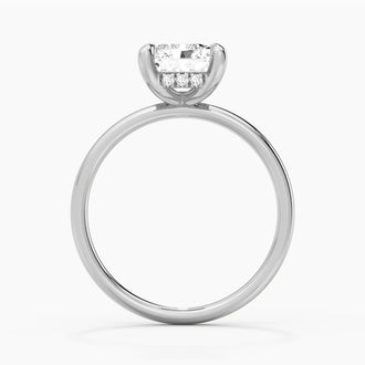 Four Prong Radiant Solitaire Moissanite Engagement Ring With Hidden Halo
