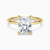 Four Prong Radiant Solitaire Moissanite Engagement Ring With Hidden Halo