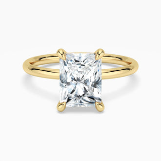 Four Prong Radiant Solitaire Moissanite Engagement Ring With Hidden Halo