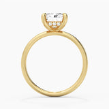 Four Prong Radiant Solitaire Moissanite Engagement Ring With Hidden Halo