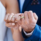 Four Prong Radiant Cut Hidden Halo Moissanite Couple's Ring Set with Men's Wedding Band