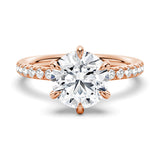 3 CT. Petite Six-Prong Micropavé Moissanite Engagement Ring With Hidden Halo