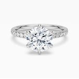 Petite Six Prong Micropavé Moissanite Engagement Ring With Hidden Halo