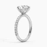 Petite Six Prong Micropavé Moissanite Engagement Ring With Hidden Halo