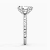 Petite Six Prong Micropavé Moissanite Engagement Ring With Hidden Halo