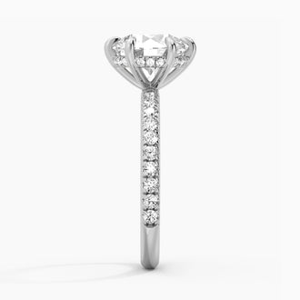 Petite Six Prong Micropavé Moissanite Engagement Ring With Hidden Halo