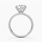 Petite Six Prong Micropavé Moissanite Engagement Ring With Hidden Halo