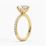 Petite Six Prong Micropavé Moissanite Engagement Ring With Hidden Halo