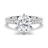 Six-Prong French Pavé Moissanite Engagement Ring