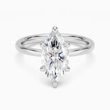 Petite Marquise Solitaire Moissanite Engagement Ring With Hidden Halo