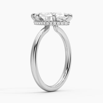 Petite Marquise Solitaire Moissanite Engagement Ring With Hidden Halo