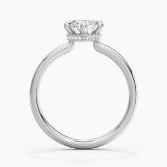 Petite Marquise Solitaire Moissanite Engagement Ring With Hidden Halo