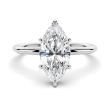 3 CT. Petite Marquise Solitaire Moissanite Engagement Ring With Hidden Halo
