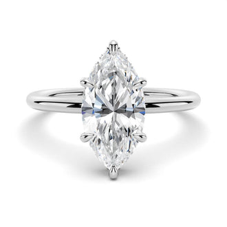 Petite Marquise Solitaire Moissanite Bridal Set with Men's Wedding Band - MSBLUE Jewelry