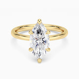 Petite Marquise Solitaire Moissanite Engagement Ring With Hidden Halo