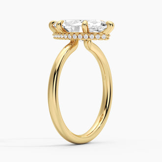 Petite Marquise Solitaire Moissanite Engagement Ring With Hidden Halo