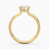 Petite Marquise Solitaire Moissanite Engagement Ring With Hidden Halo