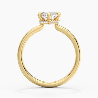 Petite Marquise Solitaire Moissanite Engagement Ring With Hidden Halo