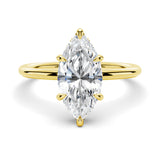 14K White Gold Marquise Solitaire Moissanite Engagement Ring With Hidden Halo