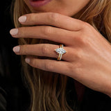 Petite Marquise Solitaire Moissanite Engagement Ring Set With Hidden Halo