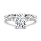3 CT. Cushion-Cut Moissanite Engagement Ring With Hidden Halo