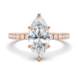 3 CT. French Pavé Marquise Moissanite Engagement Ring With Hidden Halo