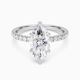French Pavé Marquise Lab Grown Diamond Engagement Ring Hidden Halo