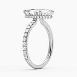 French Pavé Marquise Lab Grown Diamond Engagement Ring Hidden Halo