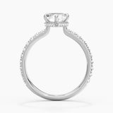 French Pavé Marquise Lab Grown Diamond Engagement Ring Hidden Halo