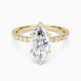 French Pavé Marquise Lab Grown Diamond Engagement Ring Hidden Halo